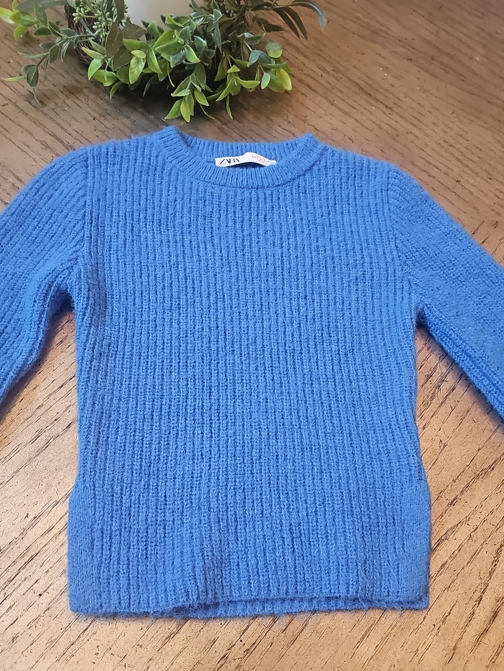 Zara Cozy Blue Ribbed Knit Cozy Sweater Size S